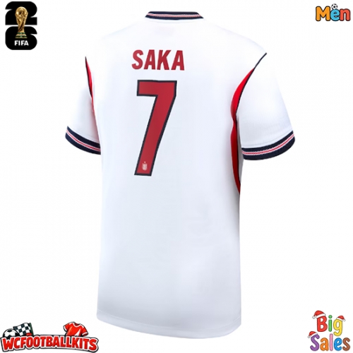 England Bukayo Saka #7 Replica Home Stadium Shirt World Cup 2026 Short Sleeve